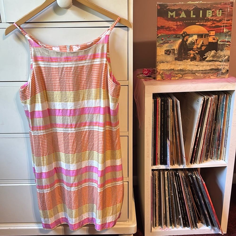 Vintage 1990’s Preppy Dress Pink Plaid Sundress Made in USA Cottage L M Mini Hot